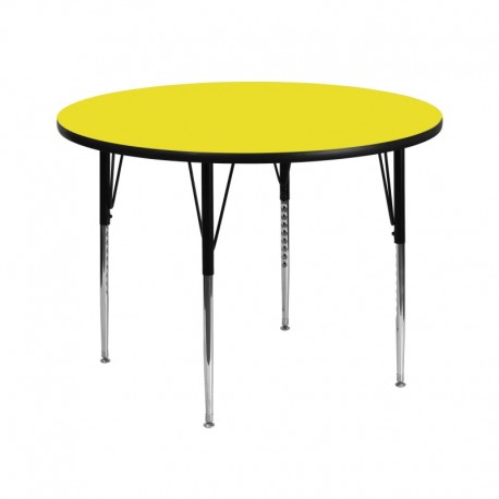 MFO 42'' Round Activity Table with 1.25'' Thick High Pressure Yellow Laminate Top and Standard Height Adjustable Legs