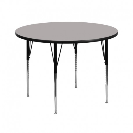 MFO 42'' Round Activity Table with 1.25'' Thick High Pressure Grey Laminate Top and Standard Height Adjustable Legs