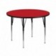MFO 42'' Round Activity Table with 1.25'' Thick High Pressure Red Laminate Top and Standard Height Adjustable Legs