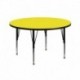 MFO 42'' Round Activity Table with 1.25'' Thick High Pressure Yellow Laminate Top and Height Adjustable Pre-School Legs
