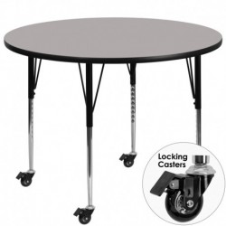 MFO Mobile 42'' Round Activity Table with 1.25'' Thick High Pressure Grey Laminate Top and Standard Height Adjustable Legs