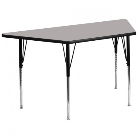 MFO 30''W x 60''L Trapezoid Activity Table with 1.25'' Thick High Pressure Grey Laminate Top and Standard Height Adjustable Legs
