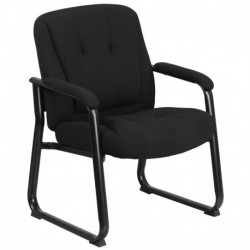 MFO 500 lb. Capacity Big & Tall Black Fabric Executive Side Chair with Sled Base