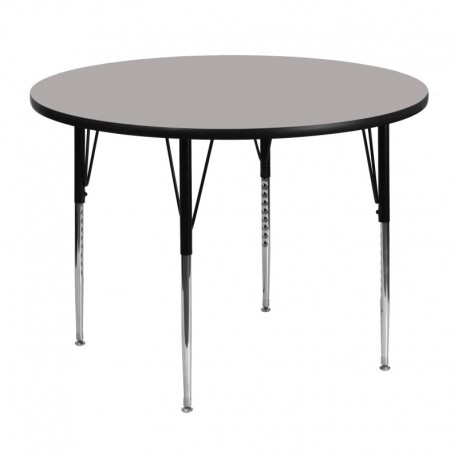 MFO 48'' Round Activity Table with 1.25'' Thick High Pressure Grey Laminate Top and Standard Height Adjustable Legs