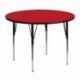 MFO 48'' Round Activity Table with 1.25'' Thick High Pressure Red Laminate Top and Standard Height Adjustable Legs