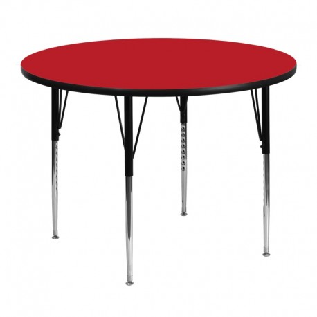 MFO 48'' Round Activity Table with 1.25'' Thick High Pressure Red Laminate Top and Standard Height Adjustable Legs
