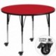 MFO Mobile 48'' Round Activity Table with 1.25'' Thick High Pressure Red Laminate Top and Standard Height Adjustable Legs