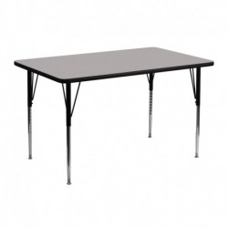 MFO 24''W x 48''L Rectangular Activity Table with 1.25'' Thick H.P. Grey Laminate Top and Standard Height Adjustable Legs