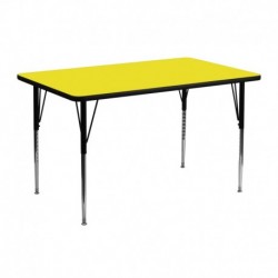 MFO 24''W x 48''L Rectangular Activity Table with 1.25'' Thick H.P. Yellow Laminate Top and Standard Height Adjustable Legs