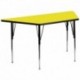 MFO 30''W x 60''L Trapezoid Activity Table with 1.25'' Thick H.P. Yellow Laminate Top and Standard Height Adjustable Legs