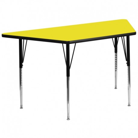 MFO 30''W x 60''L Trapezoid Activity Table with 1.25'' Thick H.P. Yellow Laminate Top and Standard Height Adjustable Legs