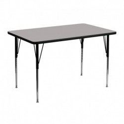 MFO 30''W x 48''L Rectangular Activity Table with 1.25'' Thick H.P. Grey Laminate Top and Standard Height Adjustable Legs