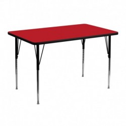 MFO 30''W x 48''L Rectangular Activity Table with 1.25'' Thick H.P. Red Laminate Top and Standard Height Adjustable Legs