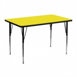 MFO 30''W x 48''L Rectangular Activity Table with 1.25'' Thick H.P. Yellow Laminate Top and Standard Height Adjustable Legs