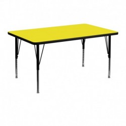 MFO 30''W x 48''L Rectangular Activity Table with 1.25'' Thick H.P. Yellow Laminate Top and Height Adjustable Pre-School Legs