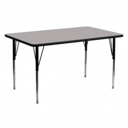 MFO 24''W x 60''L Rectangular Activity Table with 1.25'' Thick H.P. Grey Laminate Top and Standard Height Adjustable Legs