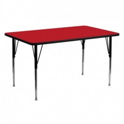 MFO 24''W x 60''L Rectangular Activity Table with 1.25'' Thick H.P. Red Laminate Top and Standard Height Adjustable Legs