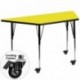 MFO Mobile 24''W x 48''L Trapezoid Activity Table with 1.25'' Thick H.P. Yellow Laminate Top and Standard Height Adjustable Legs