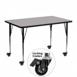 MFO Mobile 24''W x 48''L Rectangular Activity Table with 1.25'' Thick H.P. Grey Laminate Top and Standard Height Adjustable Legs