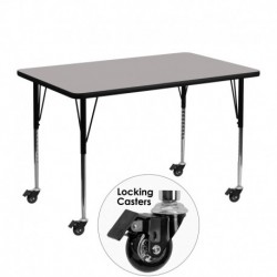 MFO Mobile 30''W x 48''L Rectangular Activity Table with 1.25'' Thick H.P. Grey Laminate Top and Standard Height Adjustable Legs