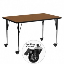 MFO Mobile 24''W x 60''L Rectangular Activity Table with 1.25'' Thick H.P. Oak Laminate Top and Standard Height Adjustable Legs