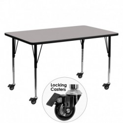 MFO Mobile 24''W x 60''L Rectangular Activity Table with 1.25'' Thick H.P. Grey Laminate Top and Standard Height Adjustable Legs