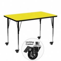 MFO Mobile 30''W x 48''L Rectangular Activity Table with 1.25'' Thick HP Yellow Laminate Top and Standard Height Adj. Legs