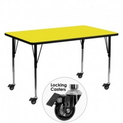 MFO Mobile 24''W x 60''L Rectangular Activity Table with 1.25'' Thick HP Yellow Laminate Top and Standard Height Adj. Legs