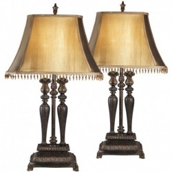 MFO Desana Dark Brown and Gold Poly Table Lamp, Set of 2