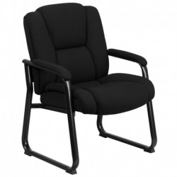MFO 500 lb. Capacity Big & Tall Black Fabric Executive Side Chair with Sled Base