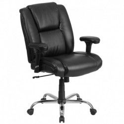 MFO 400 lb. Capacity Big & Tall Black Leather Task Chair with Height Adjustable Arms