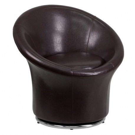 MFO Brown Leather Swivel Reception Chair
