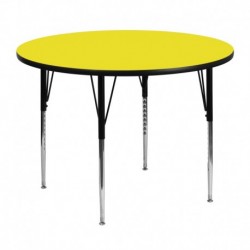 MFO 48'' Round Activity Table with 1.25'' Thick High Pressure Yellow Laminate Top and Standard Height Adjustable Legs