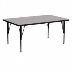 MFO 24''W x 60''L Rectangular Activity Table with 1.25'' Thick High Pressure Grey Laminate Top and Height Adj. Pre-School Legs