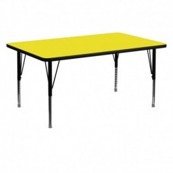 MFO 30''W x 60''L Rectangular Activity Table with 1.25'' Thick High Pressure Yellow Laminate Top and Height Adj. Pre-School Legs