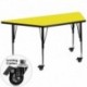 MFO Mobile 24''W x 48''L Trapezoid Activity Table with 1.25'' Thick H.P. Yellow Laminate Top and Height Adj. Pre-School Legs
