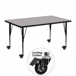 MFO Mobile 24''W x 48''L Rectangular Activity Table with 1.25'' Thick H.P. Grey Laminate Top and Height Adj. Pre-School Legs