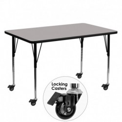 MFO Mobile 30''W x 60''L Rectangular Activity Table with 1.25'' Thick H.P. Grey Laminate Top and Standard Height Adj. Legs