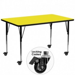 MFO Mobile 30''W x 72''L Rectangular Activity Table with 1.25'' Thick H.P. Yellow Laminate Top and Standard Height Adj. Legs