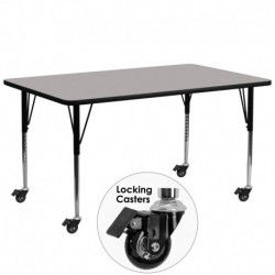 MFO Mobile 30''W x 72''L Rectangular Activity Table with 1.25'' Thick H.P. Grey Laminate Top and Standard Height Adj. Legs