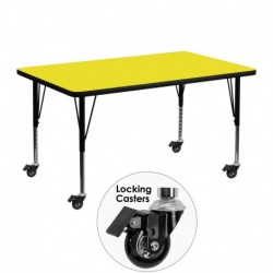MFO Mobile 30''W x 48''L Rectangular Activity Table with 1.25'' Thick H.P. Yellow Laminate Top and Height Adj. Pre-School Legs