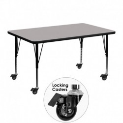 MFO Mobile 30''W x 48''L Rectangular Activity Table with 1.25'' Thick H.P. Grey Laminate Top and Height Adj. Pre-School Legs