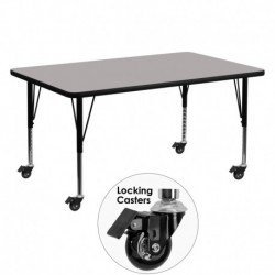 MFO Mobile 30''W x 60''L Rectangular Activity Table with 1.25'' Thick H.P. Grey Laminate Top and Height Adj. Pre-School Legs