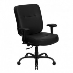 MFO 400 lb. Capacity Big & Tall Black Leather Office Chair with Arms and Extra WIDE Seat