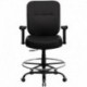 MFO 400 lb. Capacity Big & Tall Black Leather Drafting Stool with Arms and Extra WIDE Seat