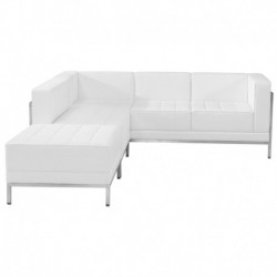 MFO Immaculate Collection White Leather Sectional Configuration, 3 Pieces