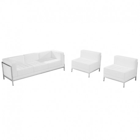 MFO Immaculate Collection White Leather Sofa & Chair Set