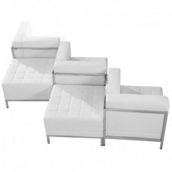MFO Immaculate Collection White Leather 5 Piece Chair & Ottoman Set