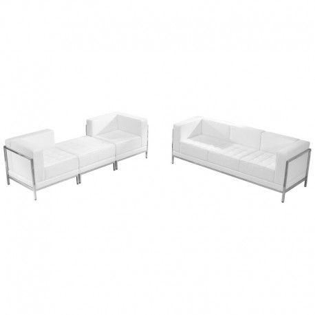 MFO Immaculate Collection White Leather Sofa & Lounge Chair Set, 4 Pieces