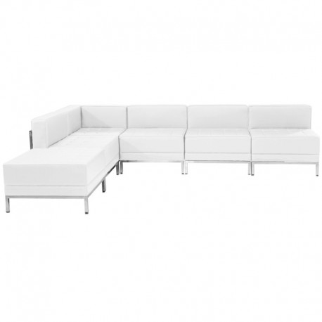 MFO Immaculate Collection White Leather Sectional Configuration, 6 Pieces